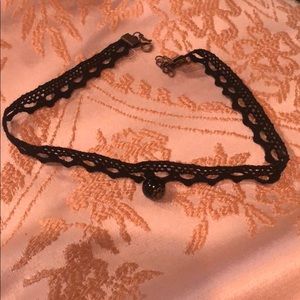 Black lace choker with black bead